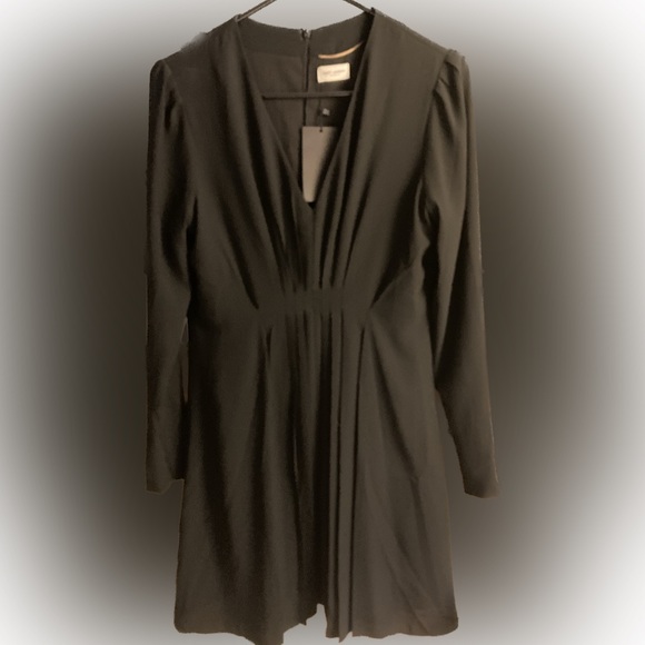 Saint Laurent Front Pleated Chiffon Dress NWT - Picture 3 of 9